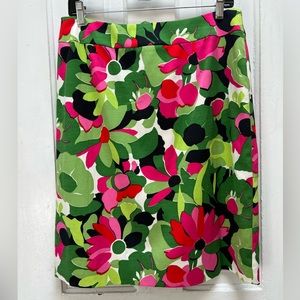 Talbots Floral Silk Blend Pencil Skirt Pink and Green Size 10